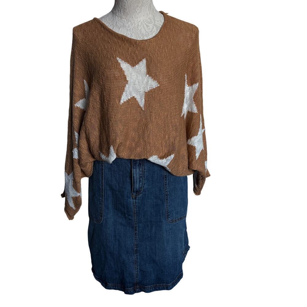Doleman Star Sweater S/M Brown oversized Cozycore Cabincore Scandigirl
